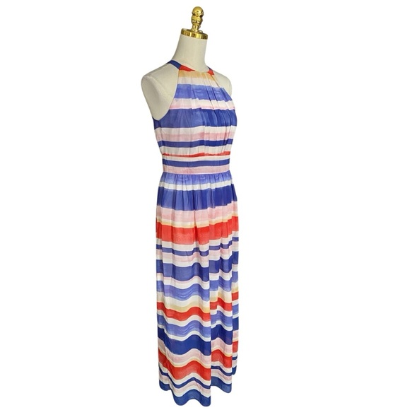 Vince Camuto Women’s High Low Colorful Striped Halter Neck Flowy Maxi Dress Sz 8 - Picture 3 of 10